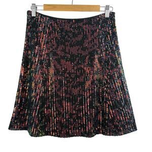 Loft NWT Black Mesh Sequined A-Line Mini Skirt 2 Petite Side Zip Party Holiday